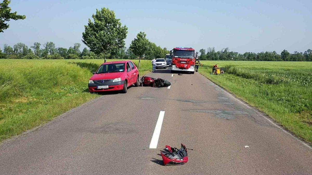 Dopravní nehoda motorkáře a osobního vozu ve Slatiňanech...