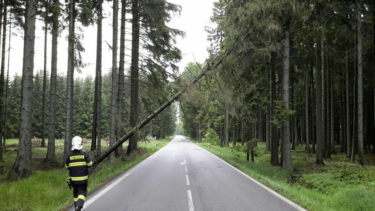 Hasiči odčerpávali vodu a odstraňovali spadlé stromy