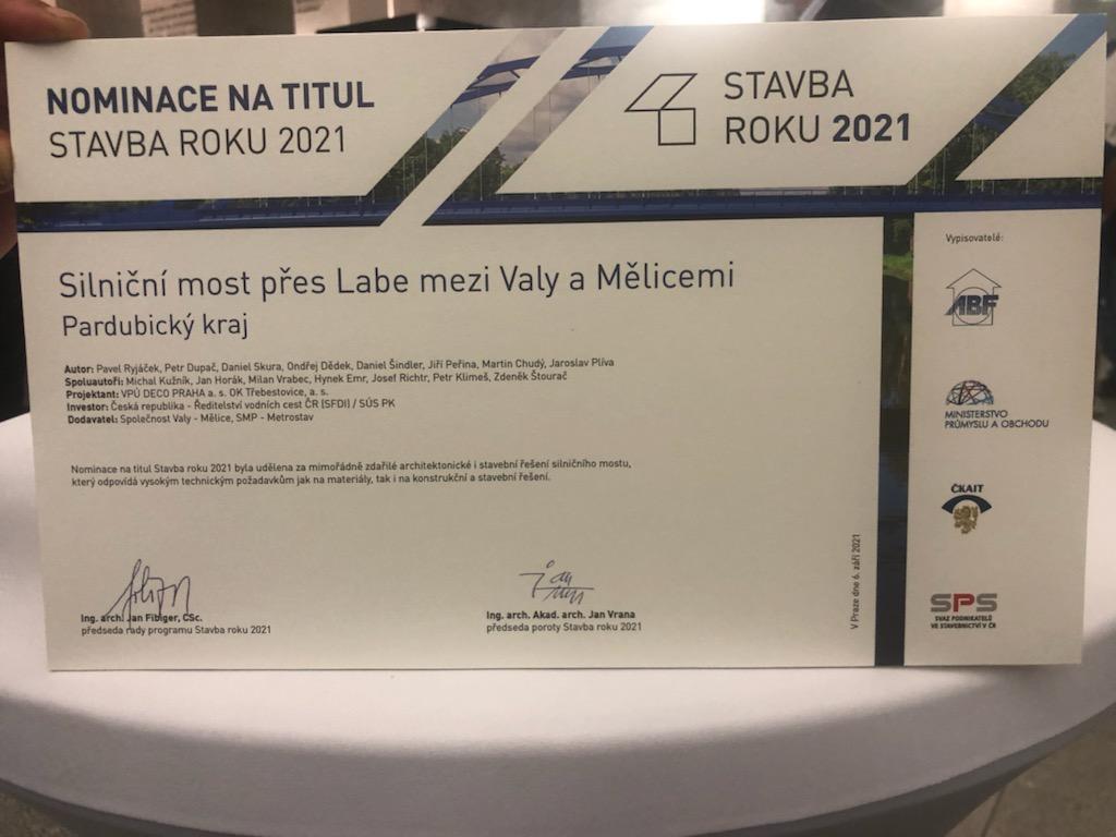 Nominace mostu na titul Stavba roku 2021